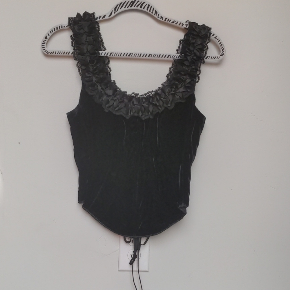 Cadolle Paris Velvet Corset - Black, Size M